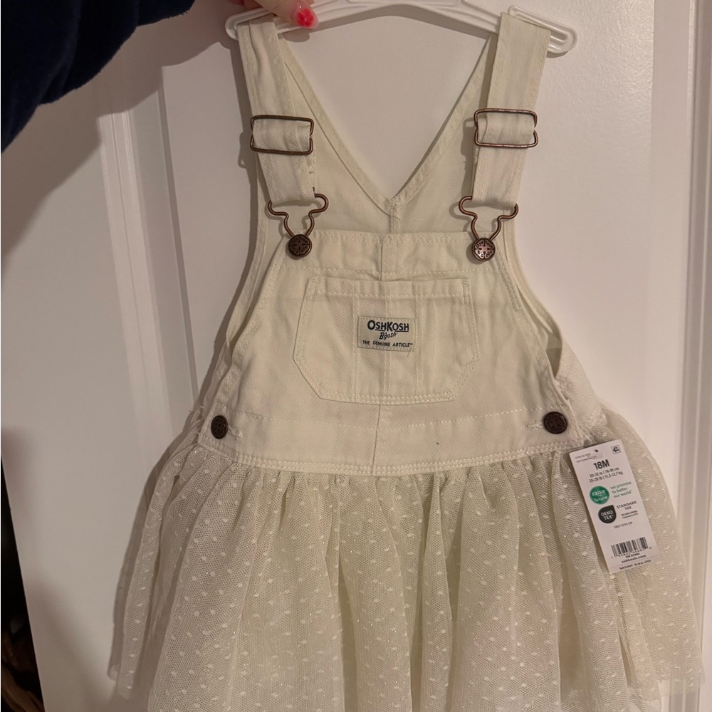 OshKosh B'gosh Cream Tulle Overall Dress